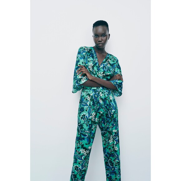Zara Paisley Floral Print Tie Waist Pants Jumpsuit (NWT) - Picture 4 of 10